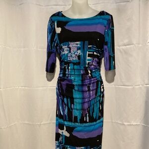 Kay Unger Geometric Mesh Bodycon Dress Size L